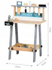 Деревянный стол для мастерской с инструментами Ecotoys, 32 детали цена и информация | Конструктор автомобилей игрушки для мальчиков | 220.lv