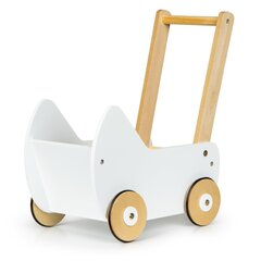 Деревянная тележка для кукол Walker II Ecotoys, белая цена и информация | Игрушки для девочек | 220.lv