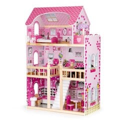 Koka leļļu māja ar mēbelēm Ecotoys, rozā cena un informācija | Rotaļlietas meitenēm | 220.lv
