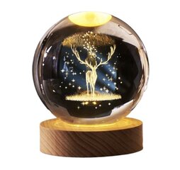 Ночной светильник Deviss, 3D хрустальный шар с оленем цена и информация | Настольные светильники | 220.lv