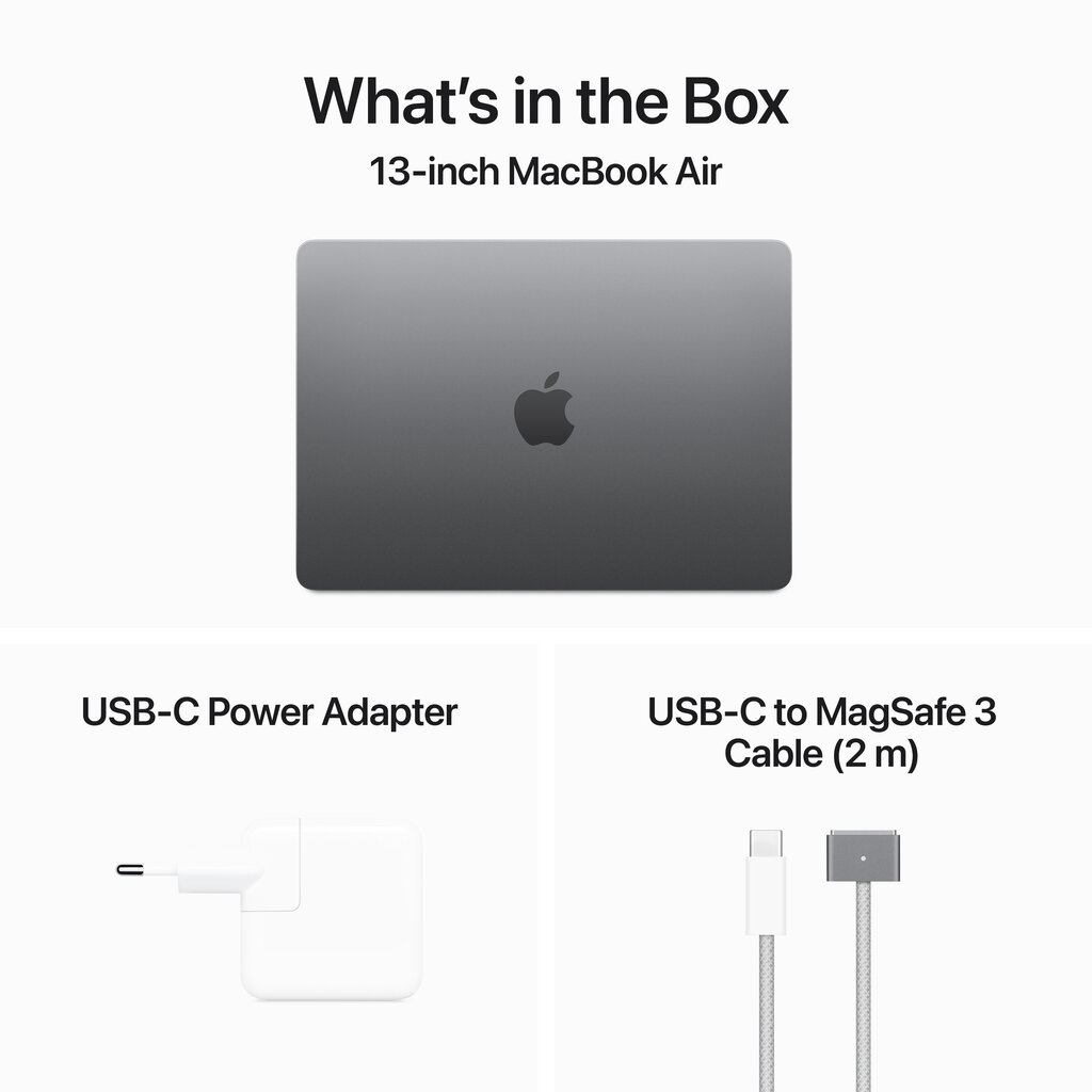 MacBook Air 13" Apple M3 chip with 8-core CPU and 10-core GPU, 8GB, 512GB SSD - Space Grey - MRXP3KS/A cena un informācija | Portatīvie datori | 220.lv