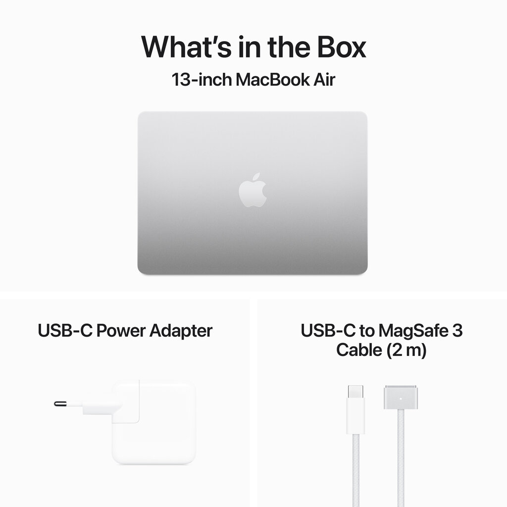 MacBook Air 13" Apple M3 chip with 8-core CPU and 10-core GPU, 8GB, 512GB SSD - Silver - MRXR3KS/A cena un informācija | Portatīvie datori | 220.lv