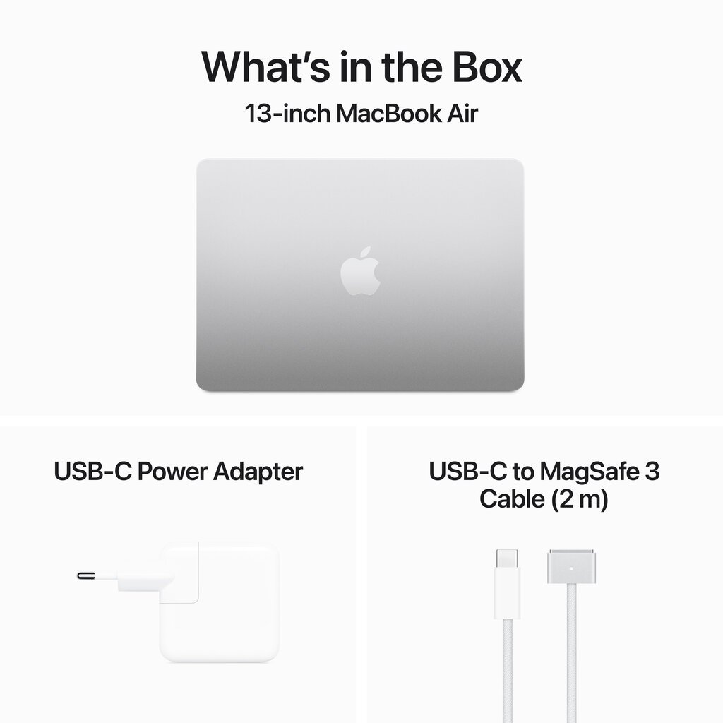 MacBook Air 13": Apple M3 chip with 8-core CPU and 10-core GPU, 16GB, 512GB SSD - Silver - MXCT3ZE/A цена и информация | Portatīvie datori | 220.lv