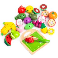 Деревянные нарезанные фрукты Ecotoys, 20 д. цена и информация | Игрушки для девочек | 220.lv