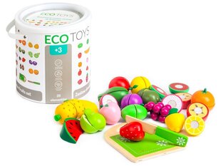 Деревянные нарезанные фрукты Ecotoys, 20 д. цена и информация | Игрушки для девочек | 220.lv