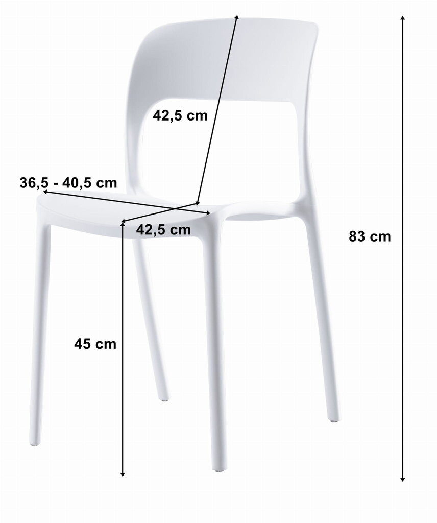 2 krēslu komplekts Leobert Ipos, balts цена и информация | Virtuves un ēdamistabas krēsli | 220.lv