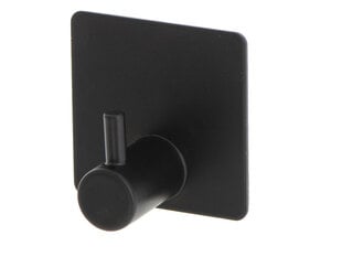 Клейкий крючок, нержавеющая сталь, 1 шт., черный цена и информация | Аксессуары для ванной комнаты | 220.lv