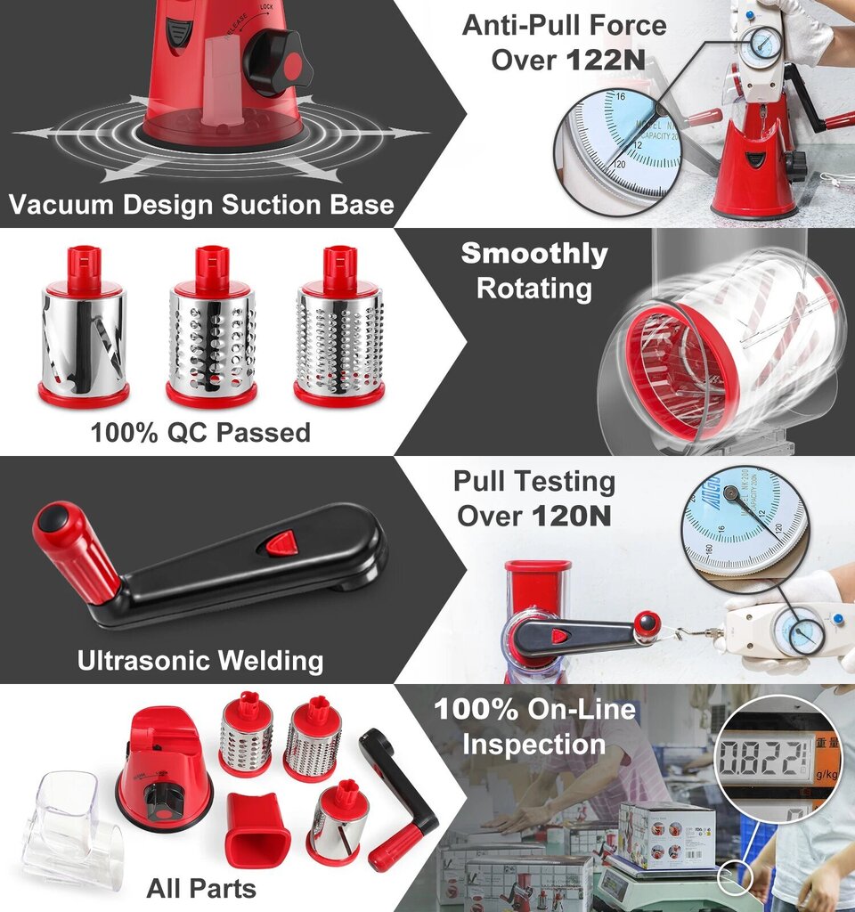 Rotācijas siera rīvētājs, sarkans cena un informācija | Virtuves piederumi | 220.lv