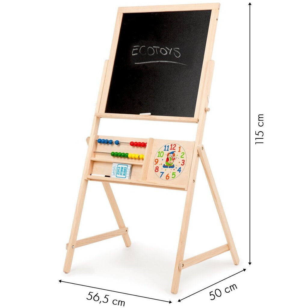 Koka mācību tāfele Ecotoys 2in1 цена и информация | Attīstošās rotaļlietas | 220.lv