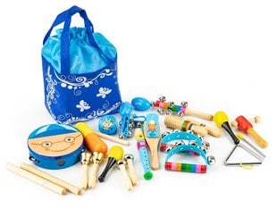 Деревянный игрушечный набор музыкальных инструментов с сумкой, 16 шт. цена и информация | Развивающие игрушки | 220.lv
