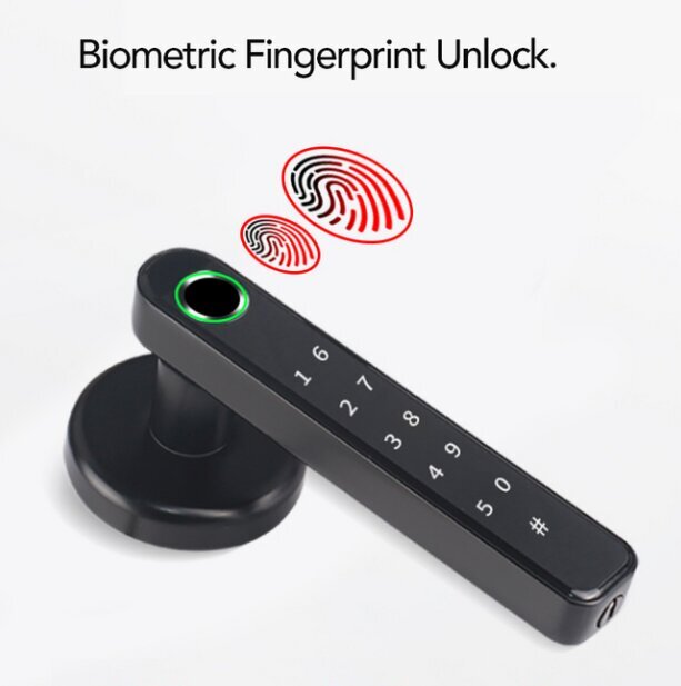 Smart biometriskā durvju slēdzene ar rokturi cena un informācija | Durvju rokturi | 220.lv