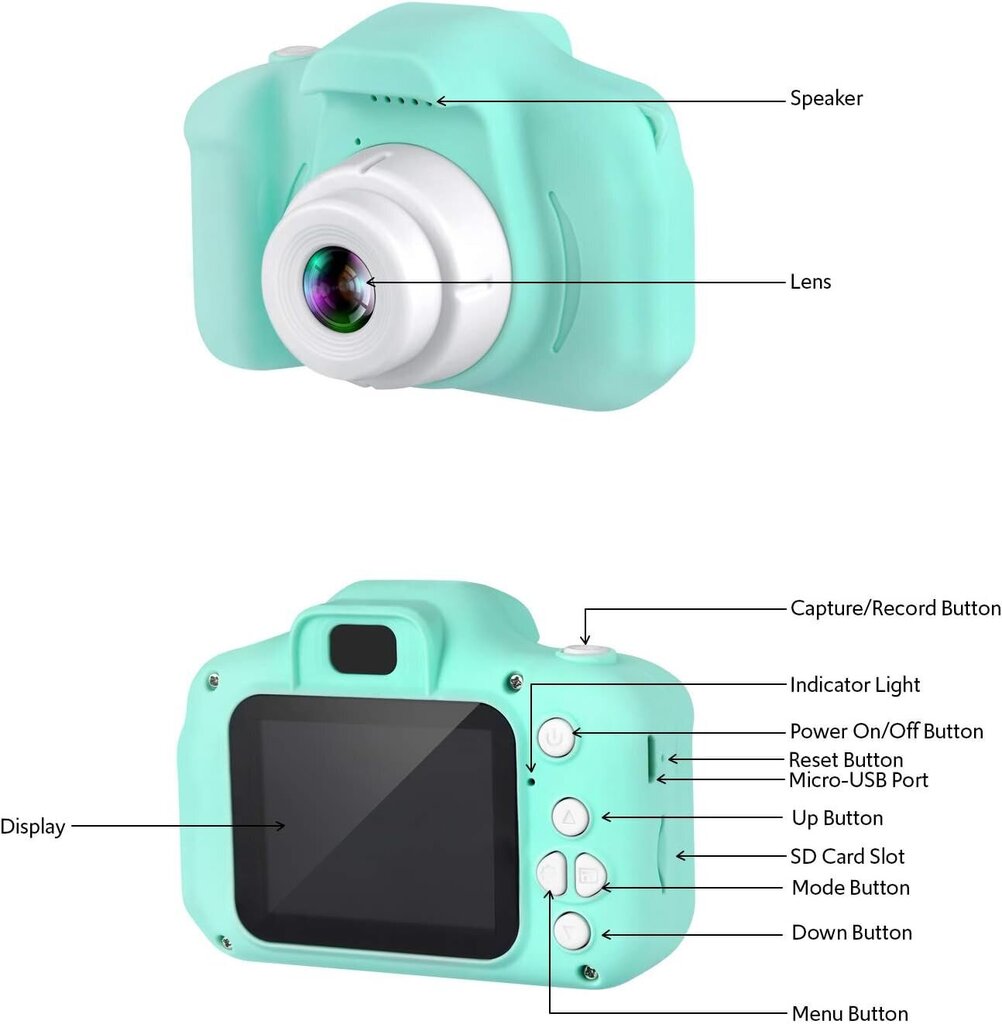 Dartwood 1080p digitālā kamera bērniem ar krāsainu ekrānu цена и информация | Digitālās fotokameras | 220.lv
