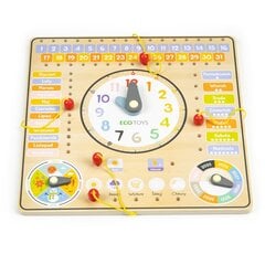 Koka mācību tāfele ar kalendāru un pulksteni Ecotoys cena un informācija | Attīstošās rotaļlietas | 220.lv
