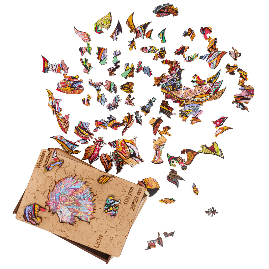 Koka puzle Lauva, 100 d. cena un informācija | Puzles, 3D puzles | 220.lv
