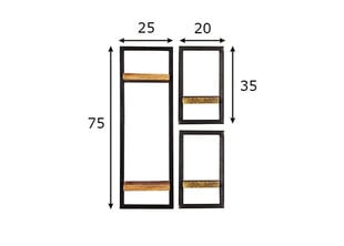 3 daļu plauktu komplekts Sidney, melns/brūns цена и информация | Полки | 220.lv