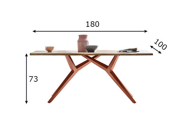 Pusdienu galds Tables&Co, brūns cena un informācija | Virtuves galdi, ēdamgaldi | 220.lv