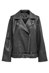 Женская кожаная куртка Only 15314239BLACKWASHED, черный цена и информация | Женские куртки | 220.lv