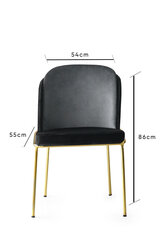 2 krēslu komplekts Kalune Design Dore 103 V2, melns/zelts cena un informācija | Virtuves un ēdamistabas krēsli | 220.lv