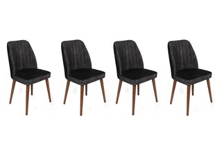 4 krēslu komplekts Kalune Design Alfa 467 V4, melns/brūns cena un informācija | Virtuves un ēdamistabas krēsli | 220.lv
