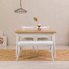 обеденный комплект из 4-х частей Asir Oliver Sbt, коричневый/белый цена и информация | Комплекты мебели для столовой | 220.lv