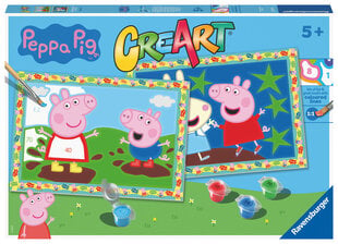 Glezna pēc cipariem Pig Pepa Ravensburger CreArt, 23x34 cm cena un informācija | Gleznas pēc numuriem | 220.lv