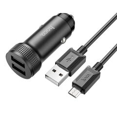 Auto lādētājs Hoco Z49 2xUSB-A + MicroUSB melns cena un informācija | Lādētāji un adapteri | 220.lv