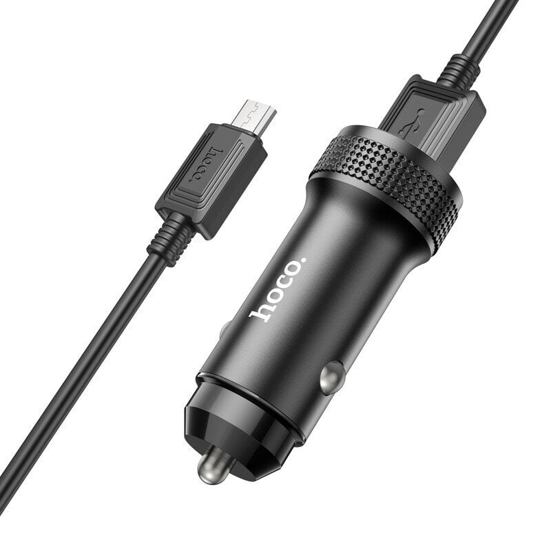 Auto lādētājs Hoco Z49A QC3.0 18W + MicroUSB melns cena un informācija | Lādētāji un adapteri | 220.lv