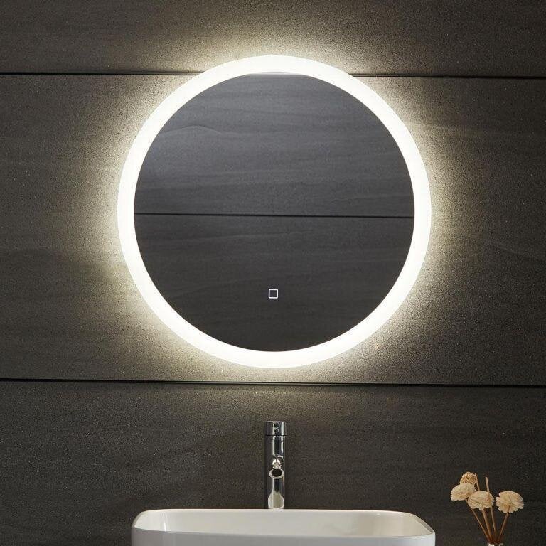 Vannas istabas spogulis, apaļš, LED, skārienjutīgs, 60cm cena un informācija | Vannas istabas spoguļi | 220.lv