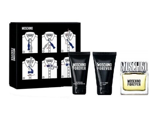 Komplekts Moschino Forever vīriešiem: tualetes ūdens EDT, 50 ml + dušas želeja, 50 ml + balzams pēc skūšanās, 50 ml cena un informācija | Vīriešu smaržas | 220.lv