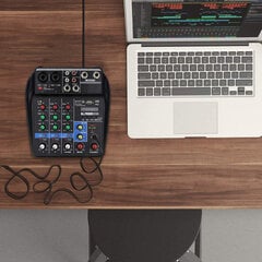 4-канальная звуковая консоль с питанием 48 В и звуковой картой для создания музыки, потокового вещания в Интернете, караоке цена и информация | Микрофоны | 220.lv
