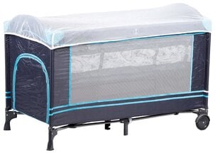 Ceļojumu gultiņa ar moskītu tīklu Ecotoys, zila cena un informācija | Manēžas | 220.lv