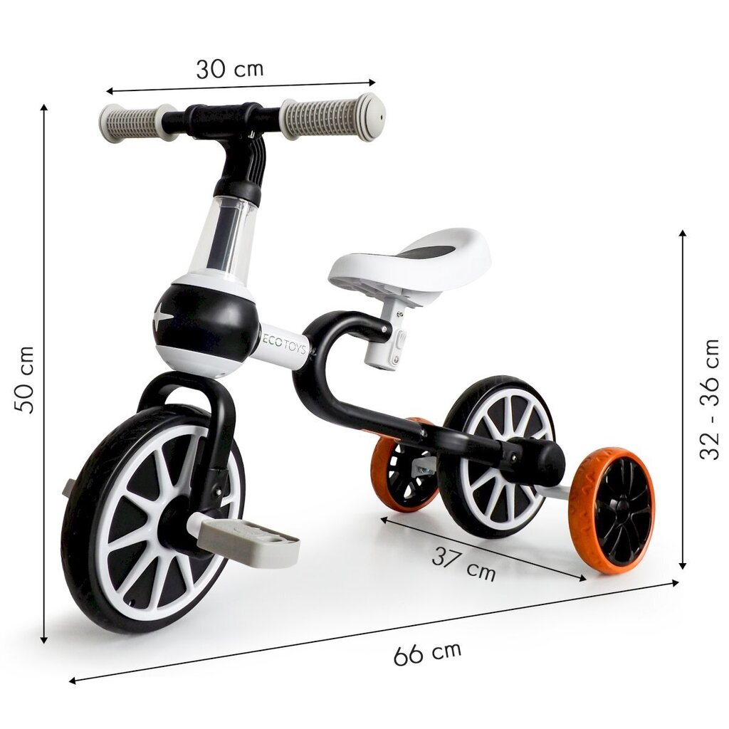 Trīsriteņu velosipēds EcoToys 4in1, melns cena un informācija | Trīsriteņi | 220.lv