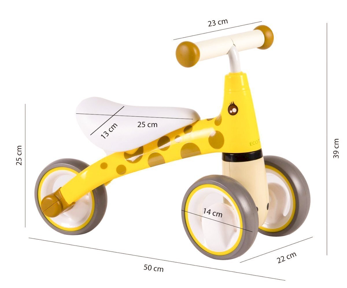 Trīsriteņu velosipēds Ecotoys, dzeltens цена и информация | Balansa velosipēdi | 220.lv