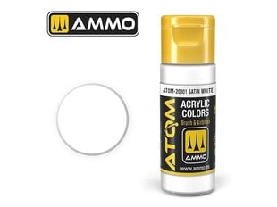 Akrila krāsa Ammo Mig Atom Satin White, 20ml, 20001 cena un informācija | Modelēšanas un zīmēšanas piederumi | 220.lv