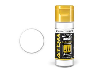 Akrila krāsa Ammo Mig Atom Satin White, 20ml, 20001 cena un informācija | Modelēšanas un zīmēšanas piederumi | 220.lv