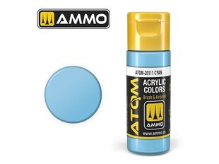 AMMO MIG - ATOM Акриловые краски Cyan, 20ml, 20111 цена и информация | Принадлежности для рисования, лепки | 220.lv