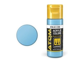 AMMO MIG - ATOM Акриловые краски Cyan, 20ml, 20111 цена и информация | Принадлежности для рисования, лепки | 220.lv