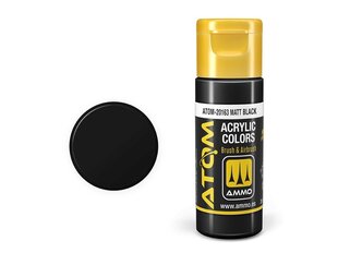 AMMO MIG - ATOM Акриловые краски Matt Black, 20ml, 20163 цена и информация | Принадлежности для рисования, лепки | 220.lv
