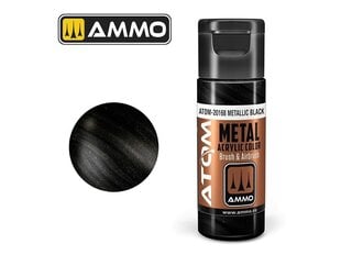 AMMO MIG - ATOM Акриловые краски METALLIC Black, 20ml, 20168 цена и информация | Принадлежности для рисования, лепки | 220.lv