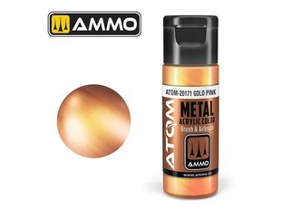 AMMO MIG - ATOM Акриловые краски METALLIC Gold Pink, 20ml, 20171 цена и информация | Принадлежности для рисования, лепки | 220.lv