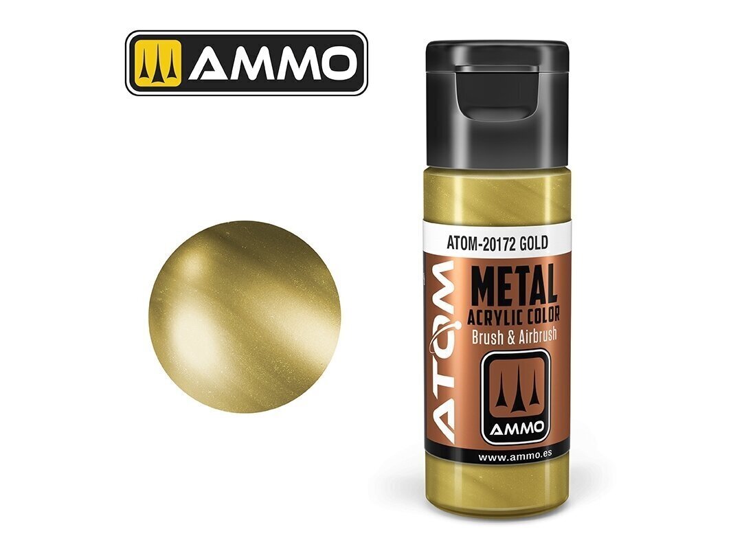 Akrila krāsa Ammo Mig Atom Metallic Gold, 20ml, 20172 cena un informācija | Modelēšanas un zīmēšanas piederumi | 220.lv