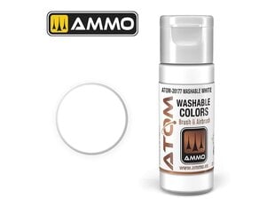 AMMO MIG - ATOM Акриловые краски WASHABLE White, 20ml, 20177 цена и информация | Принадлежности для рисования, лепки | 220.lv