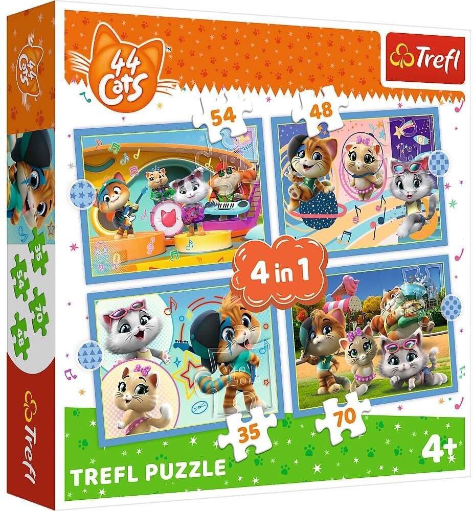 Puzzle Trefl 34612, Cat Feline 44 kaķi, 207 d. цена и информация | Puzles, 3D puzles | 220.lv