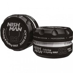 Krāsojošs vasks matu veidošanai Nishman Hair Coloring Wax, Dark Black, C3, 100ml cena un informācija | Matu veidošanas līdzekļi | 220.lv