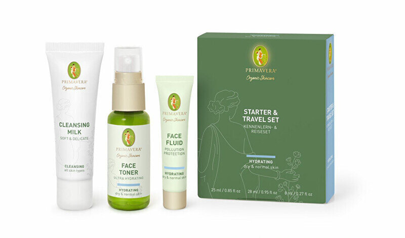 Sejas kopšanas komplekts Primavera Starter & Travel Set sievietēm: attīrošs pieniņš, 25 ml + mitrinošs toniks, 28 ml + sejas krēms, 8 ml cena un informācija | Serumi sejai, eļļas | 220.lv