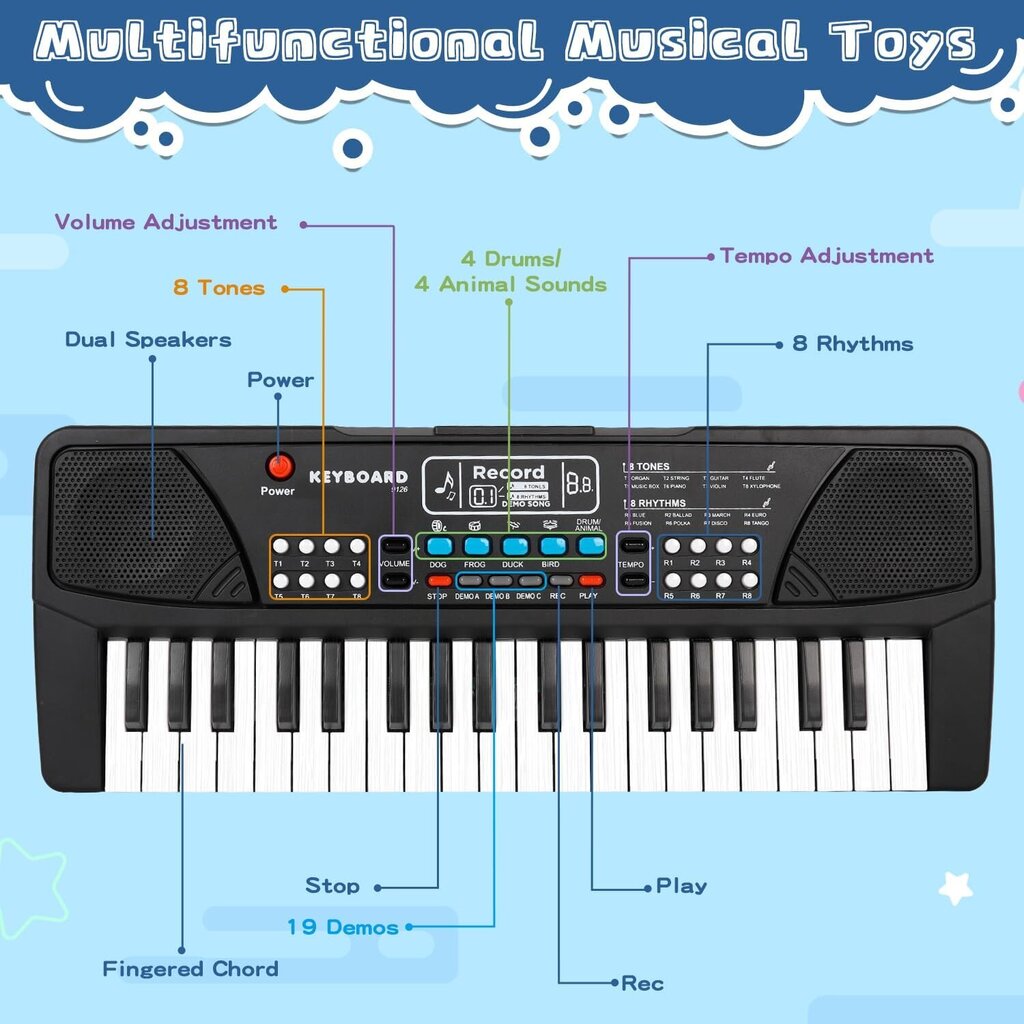Bērnu klavieres ar klaviatūru цена и информация | Taustiņinstrumenti | 220.lv