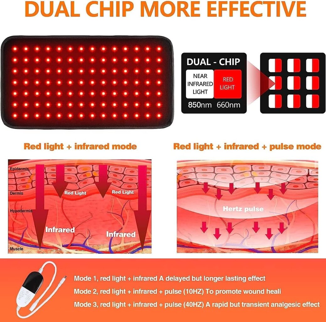 Infrasarkanās gaismas terapijas josta cena un informācija | Sildošās preces | 220.lv