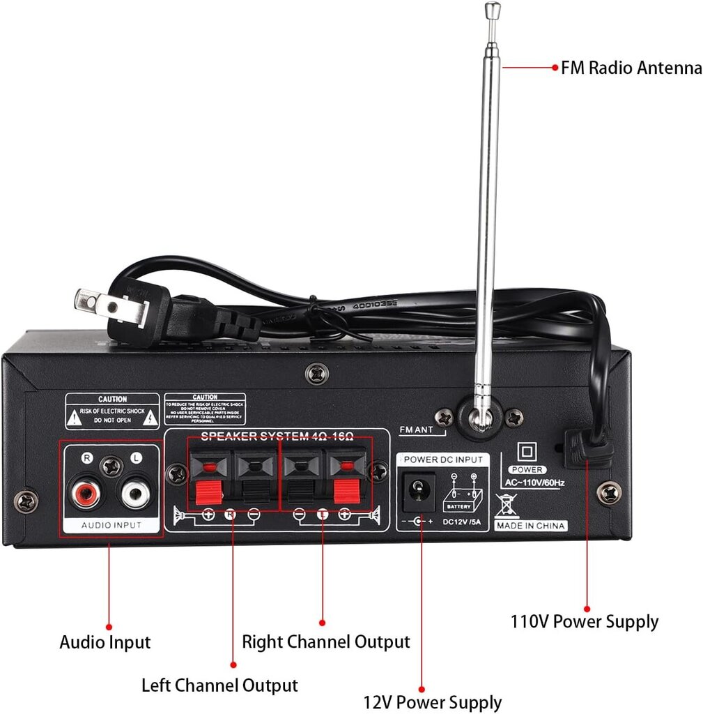 2-kanālu stereo pastiprinātājs цена и информация | Mājas akustika, Sound Bar sistēmas | 220.lv