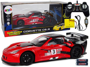 Radio vadāma sporta automašīna Corvette C6.R 1:18, sarkana цена и информация | Игрушки для мальчиков | 220.lv