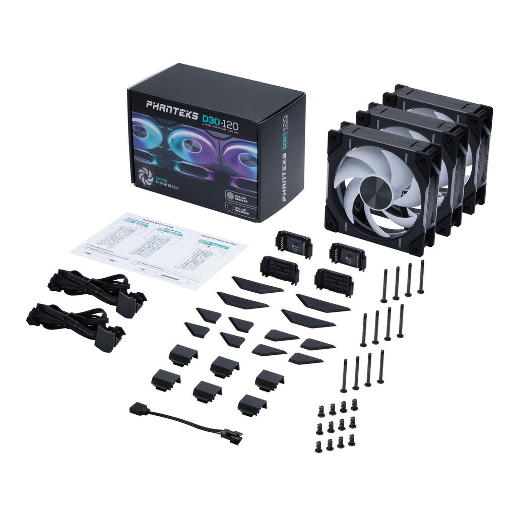 Phanteks D30-120 D-RGB Regular 3-Pack PH-F120D30_DRGB_PWM_BK01_3P цена и информация | Datora ventilatori | 220.lv